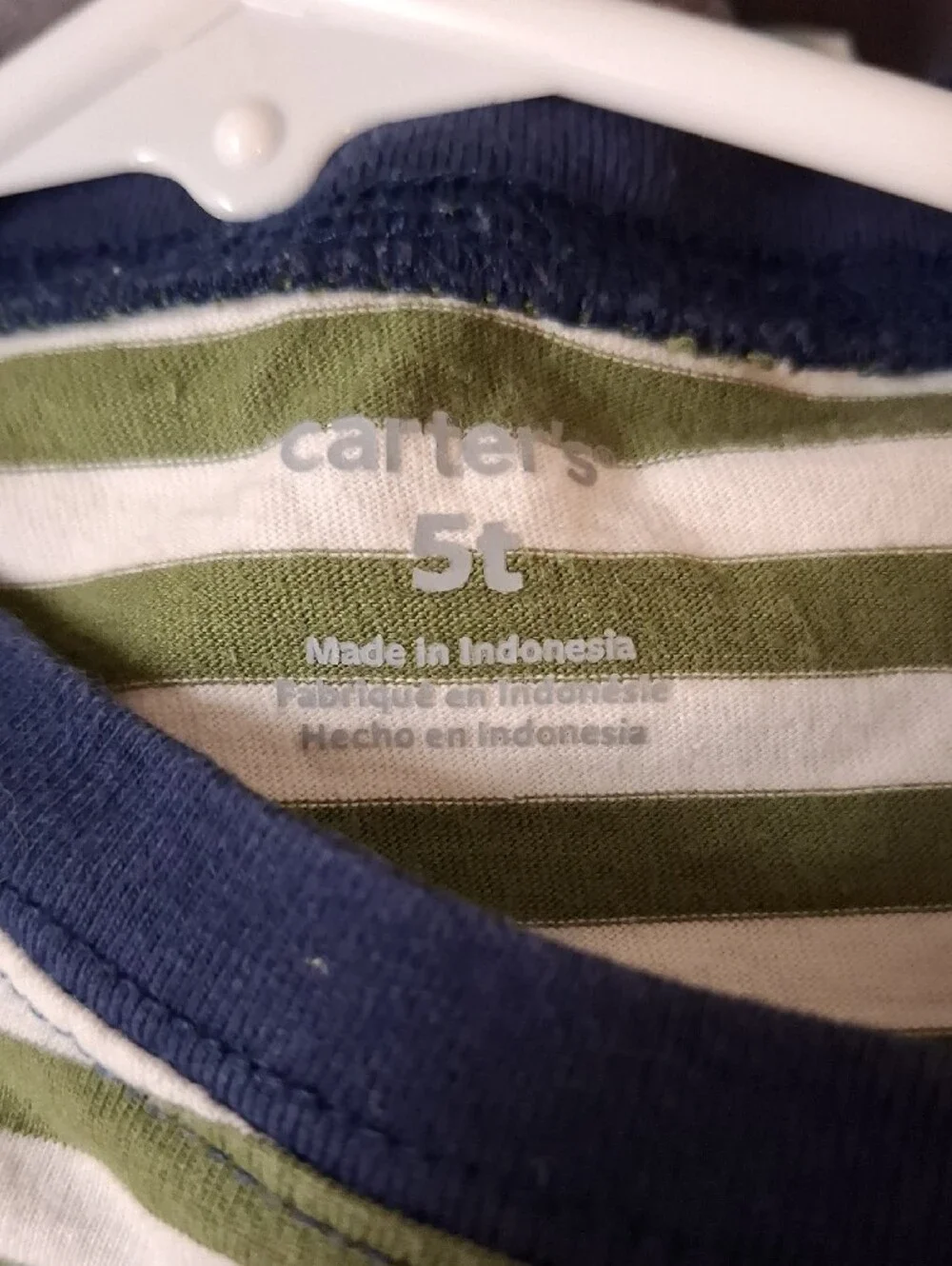 Carter's Olive & White Striped Excavator Graphic Tee with Navy Trim